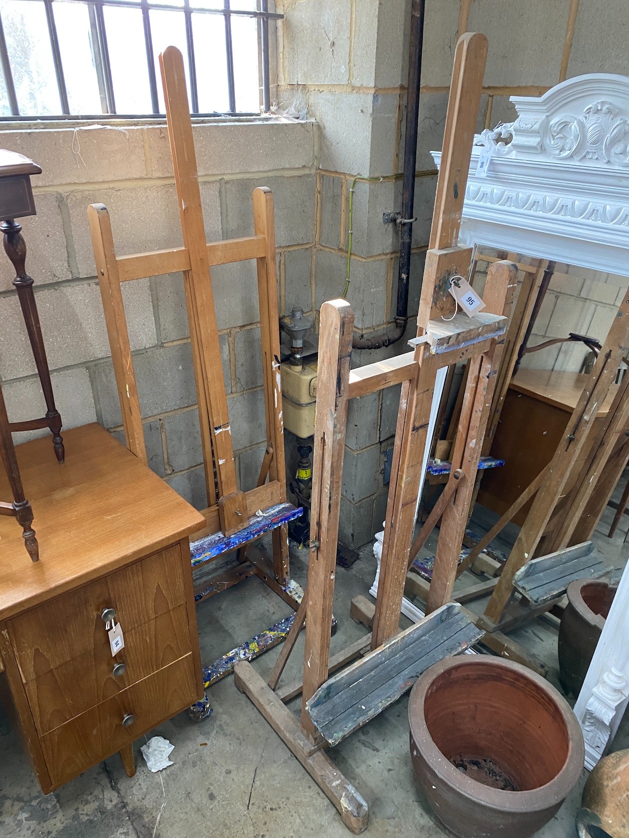 Two artist studio easels